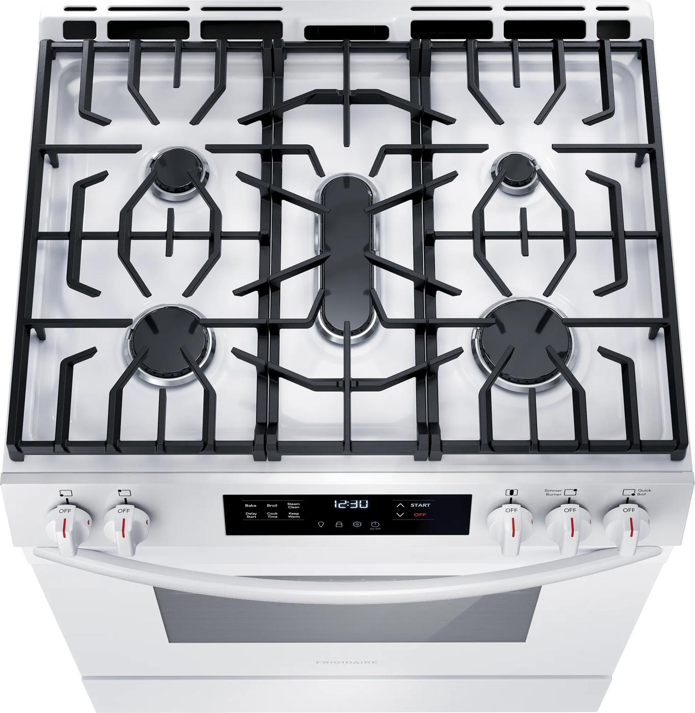30" Front Control Gas Range with Quick Boil White-FCFG3062AW