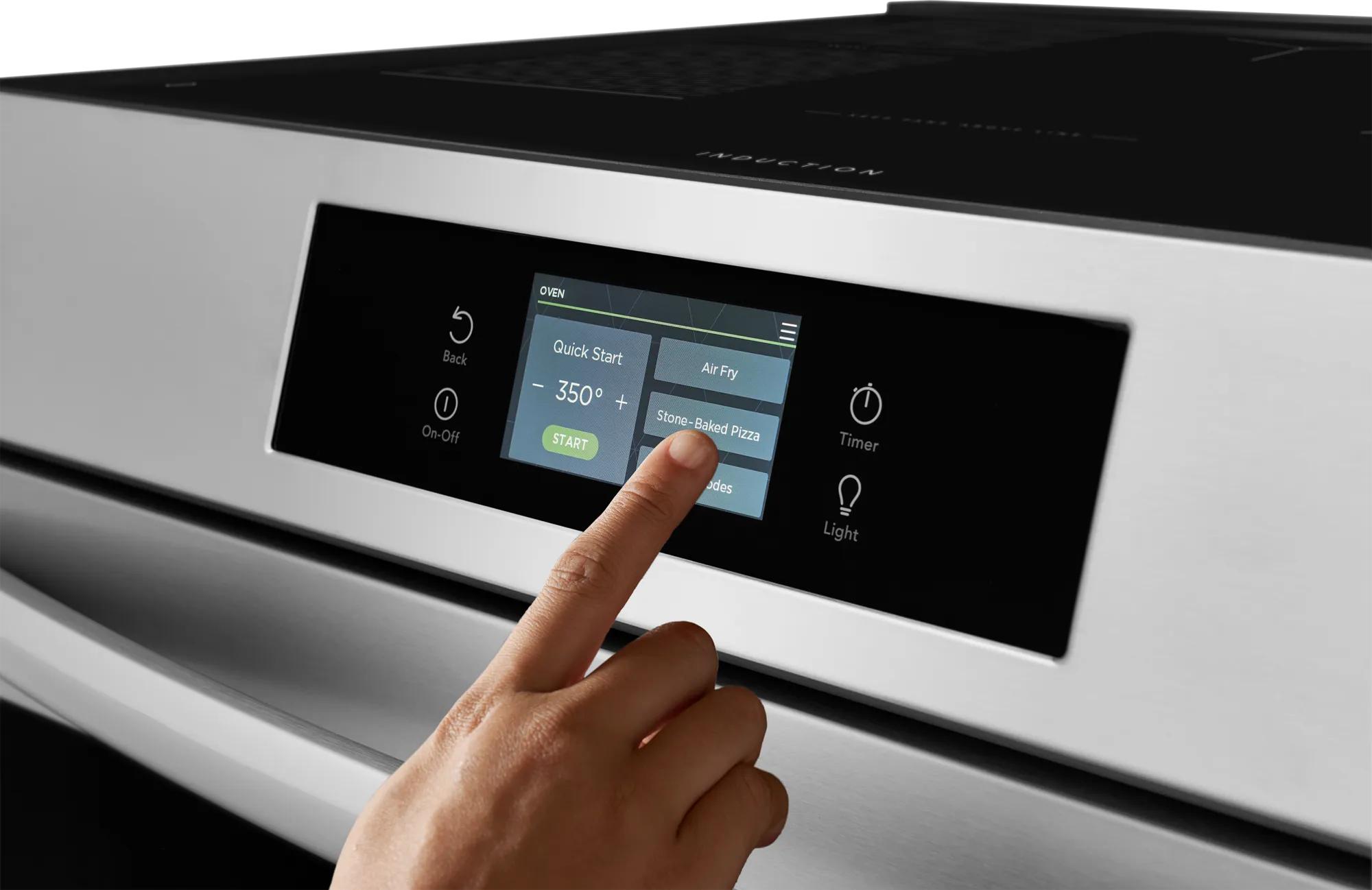 30" Front Control Induction Range with Stone-Baked Pizza Stainless Steel-GCFI307CBF