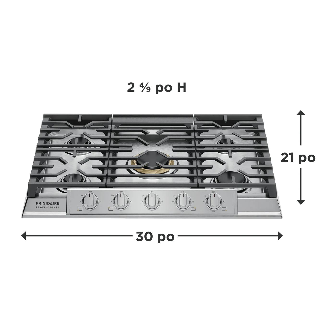Table de cuisson au gaz de 30 po Acier inoxydable-PCCG3080AS