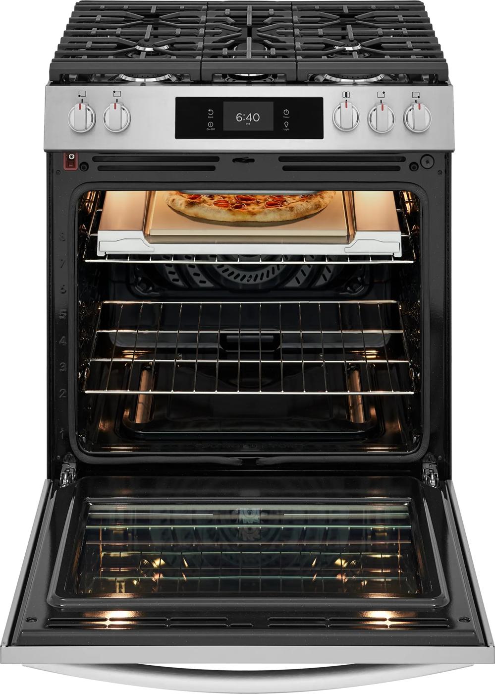 30" Front Control Gas Range with Stone-Baked Pizza Stainless Steel-GCFG3070BF