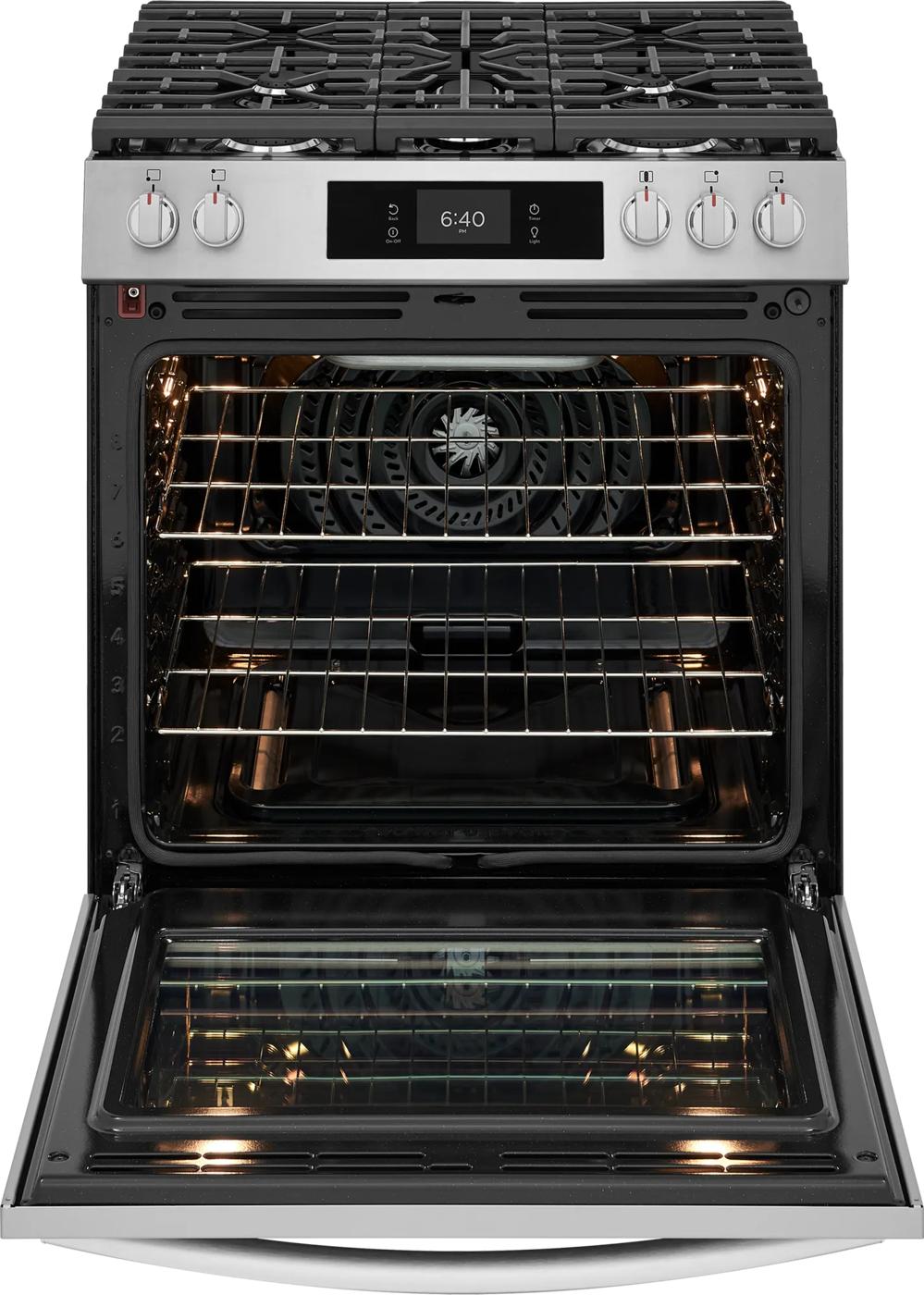 30" Front Control Gas Range with Stone-Baked Pizza Stainless Steel-GCFG3070BF