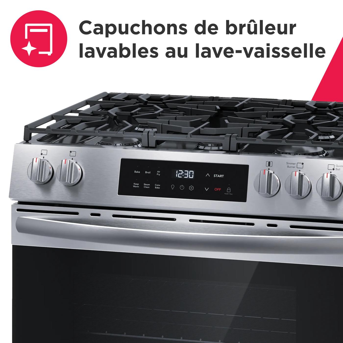 Cuisinière à gaz 30 po à commande frontale avec un système de friture à air chaud Acier inoxydable-FCFG3082BS