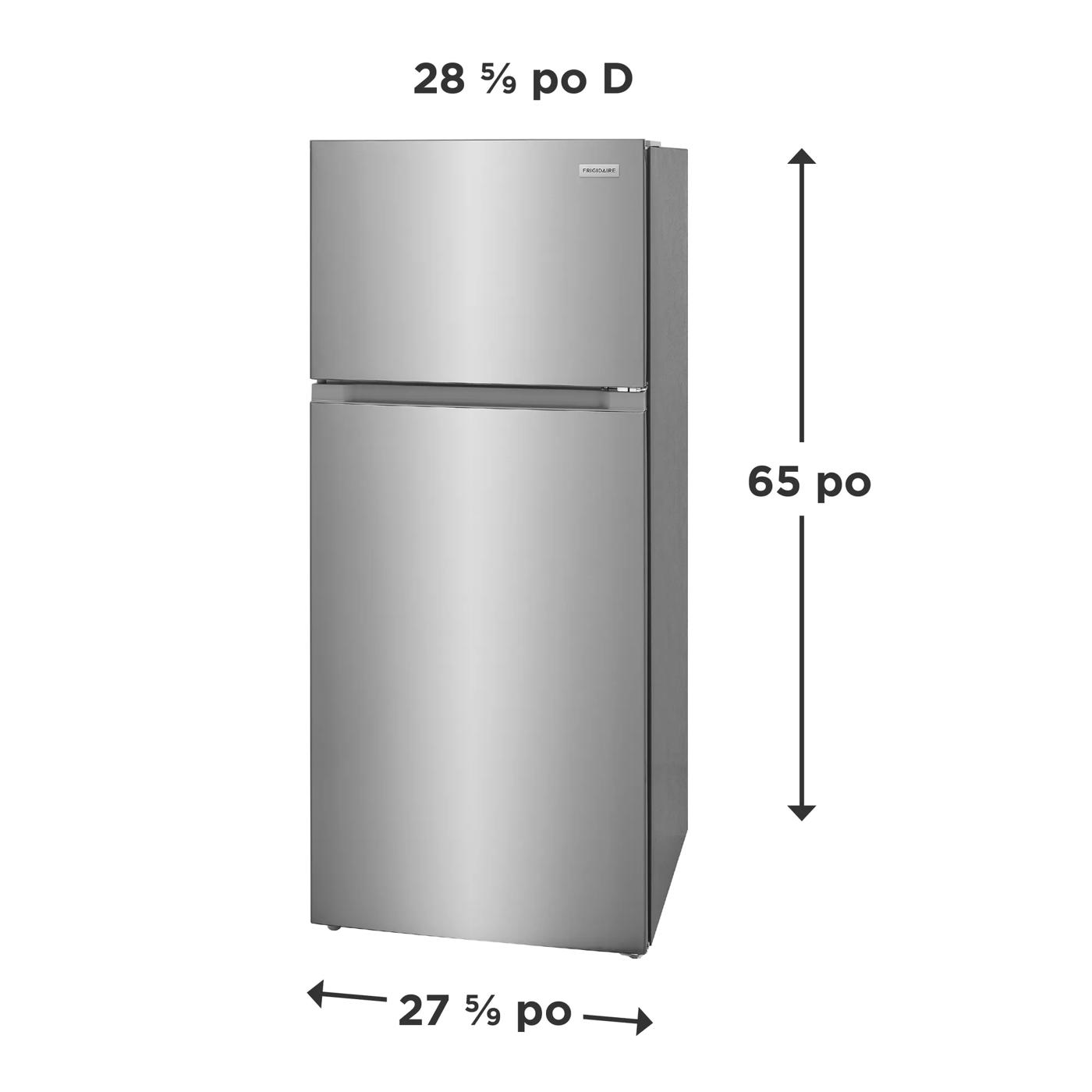 Réfrigérateur de 16 pieds cubiques à congélateur supérieur Acier inoxydable-FRTE1622AS
