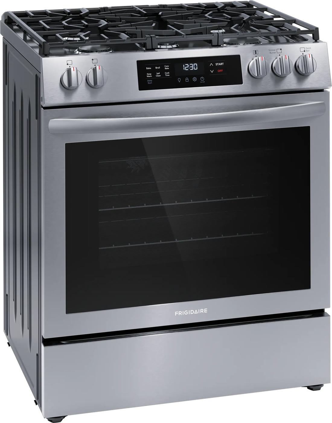 30" Front Control Gas Range with Convection Bake Stainless Steel-FCFG3083AS