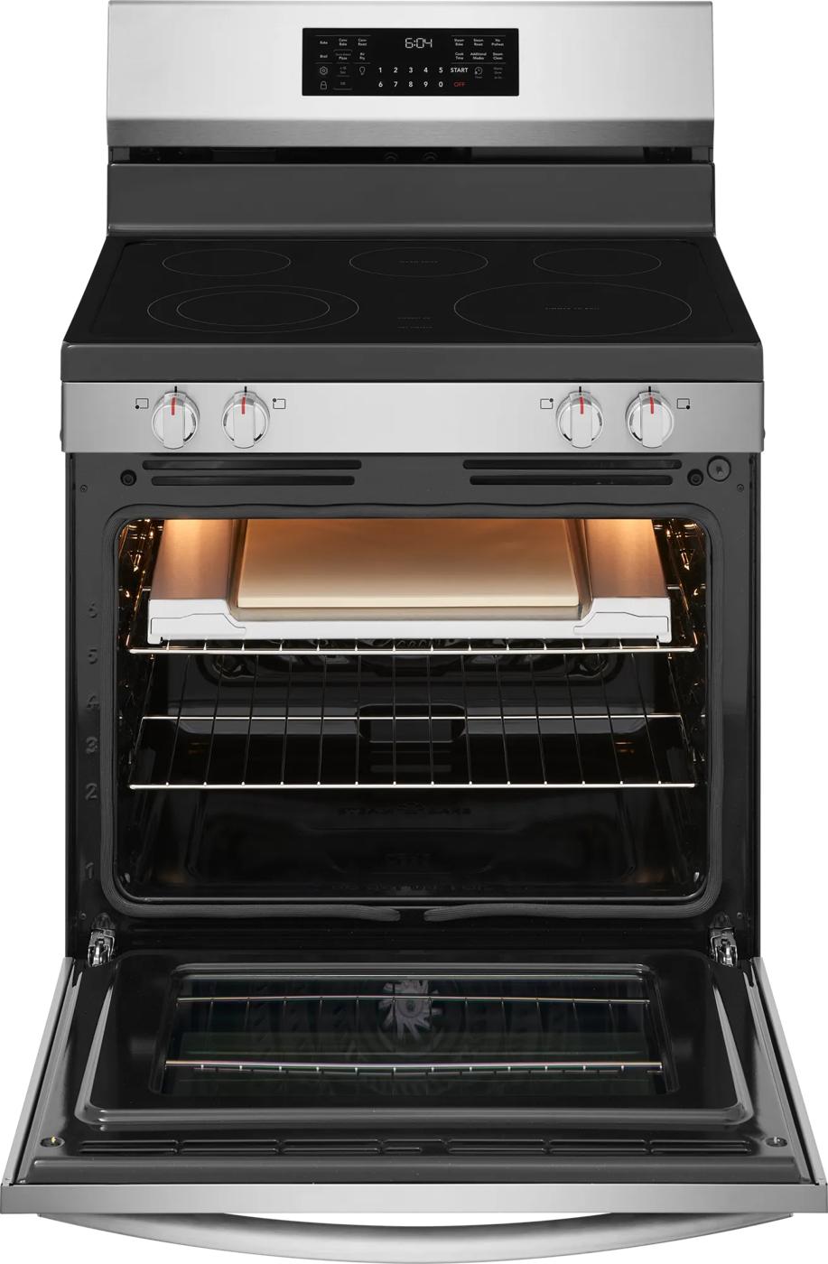 30" Rear Control Electric Range with Stone-Baked Pizza Stainless Steel-GCREC070BF