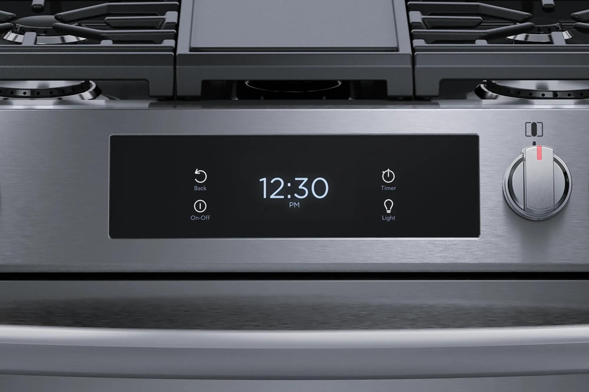 Cuisinière à gaz à commande frontale de 30 po avec convection totale Acier inoxydable noir-GCFG3060BD
