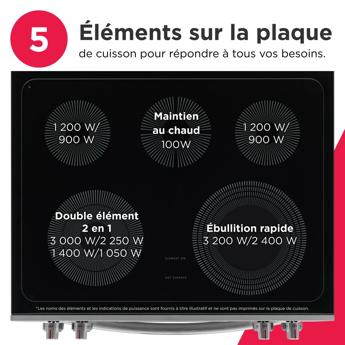 Cuisinière électrique à commande frontale de 30 po avec convection totale Acier inoxydable-GCFE305CBF