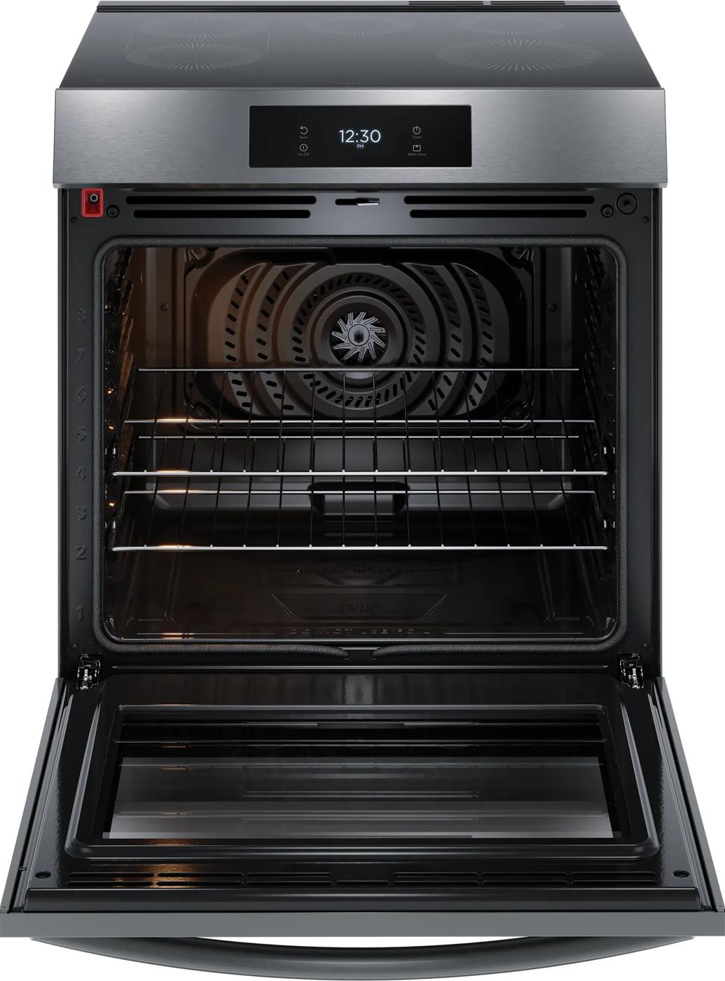  Cuisinière à induction avec commandes frontales de 30 po et convection totale Acier inoxydable noir-GCFI306CBD