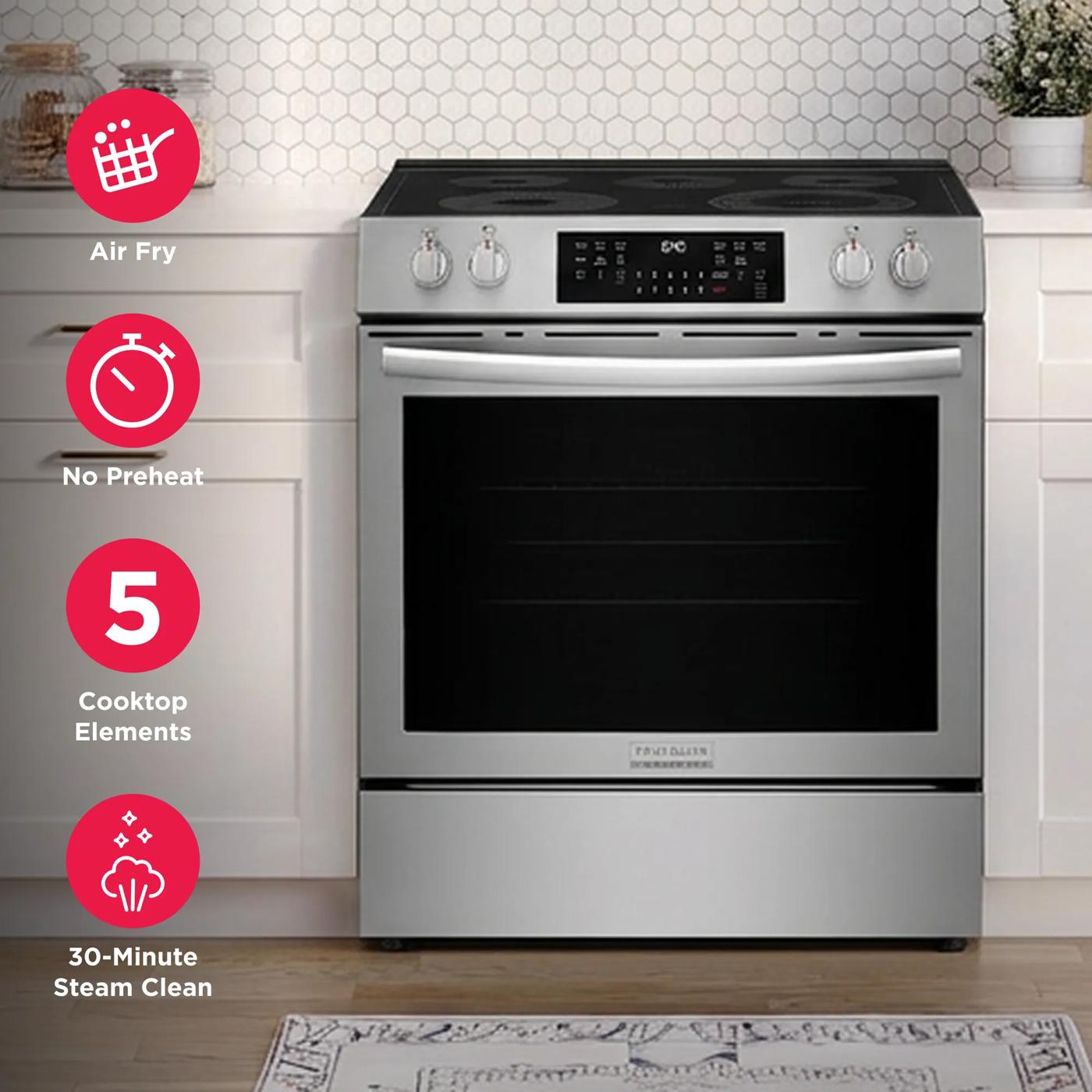 30" Front Control Electric Range with Total Convection Stainless Steel-GCFE305CBF