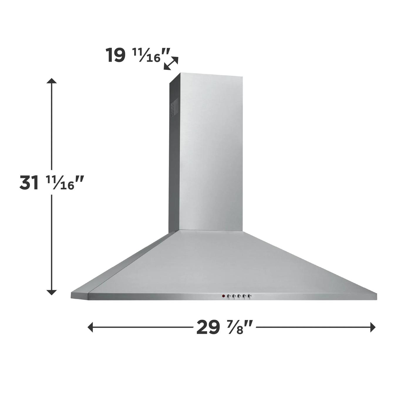 30" Stainless Canopy Wall-Mounted Hood Stainless Steel-FHWC3055LS