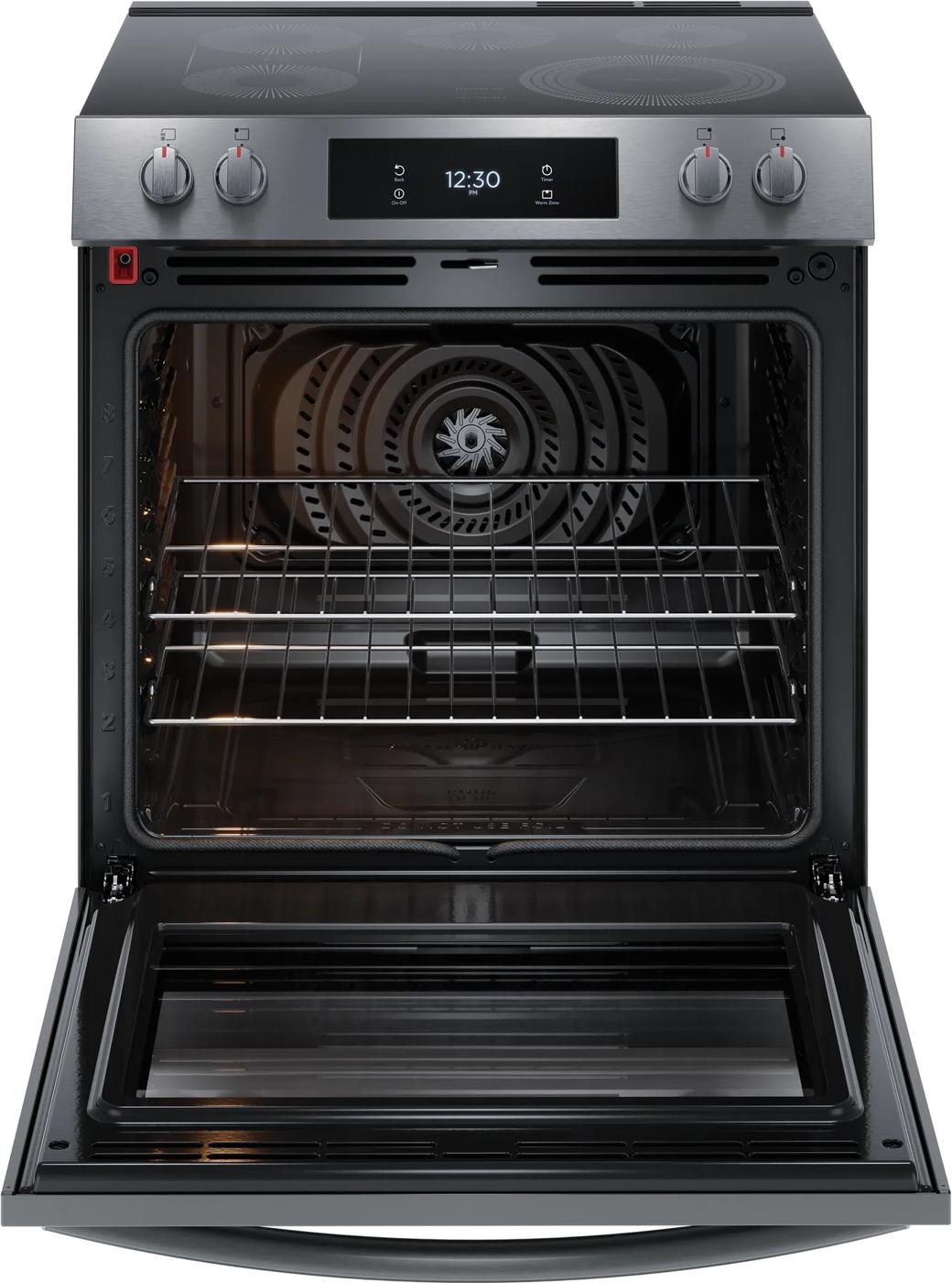 30" Front Control Electric Range with Total Convection Black Stainless Steel-GCFE306CBD