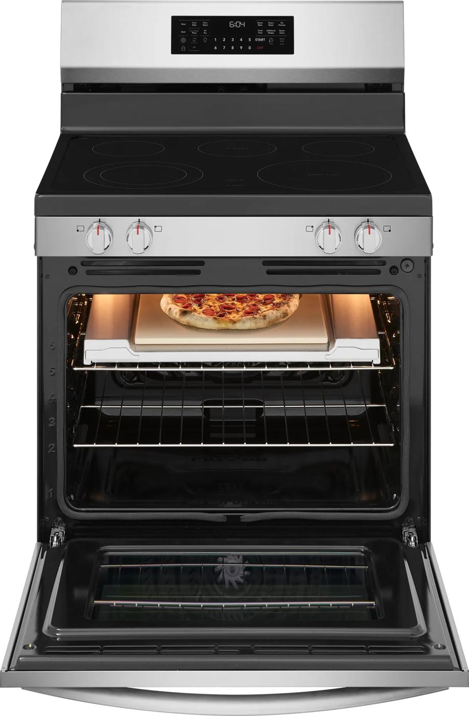 30" Rear Control Electric Range with Stone-Baked Pizza Stainless Steel-GCREC070BF