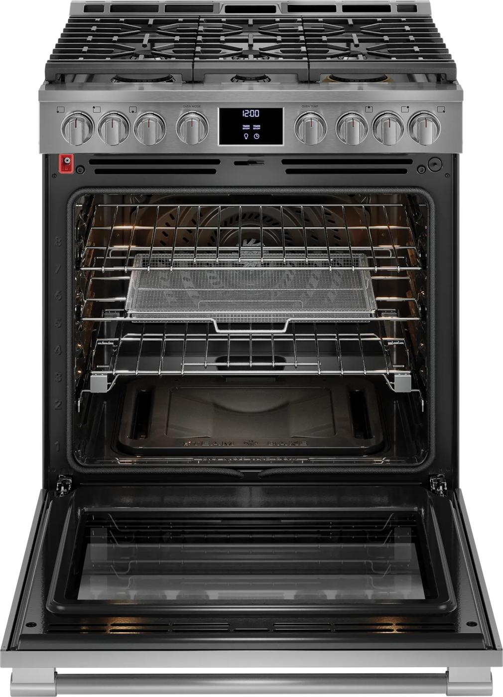 30" Gas Range with No Preheat and Air Fry Stainless Steel-PCFG3080AF