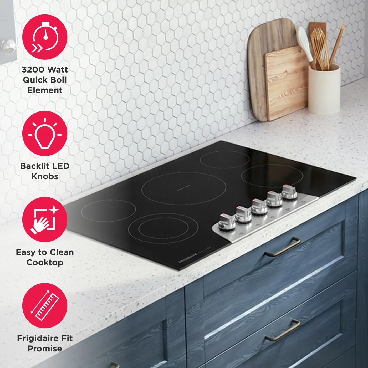 30" Electric Cooktop Black Stainless Steel-GCCE3070BD