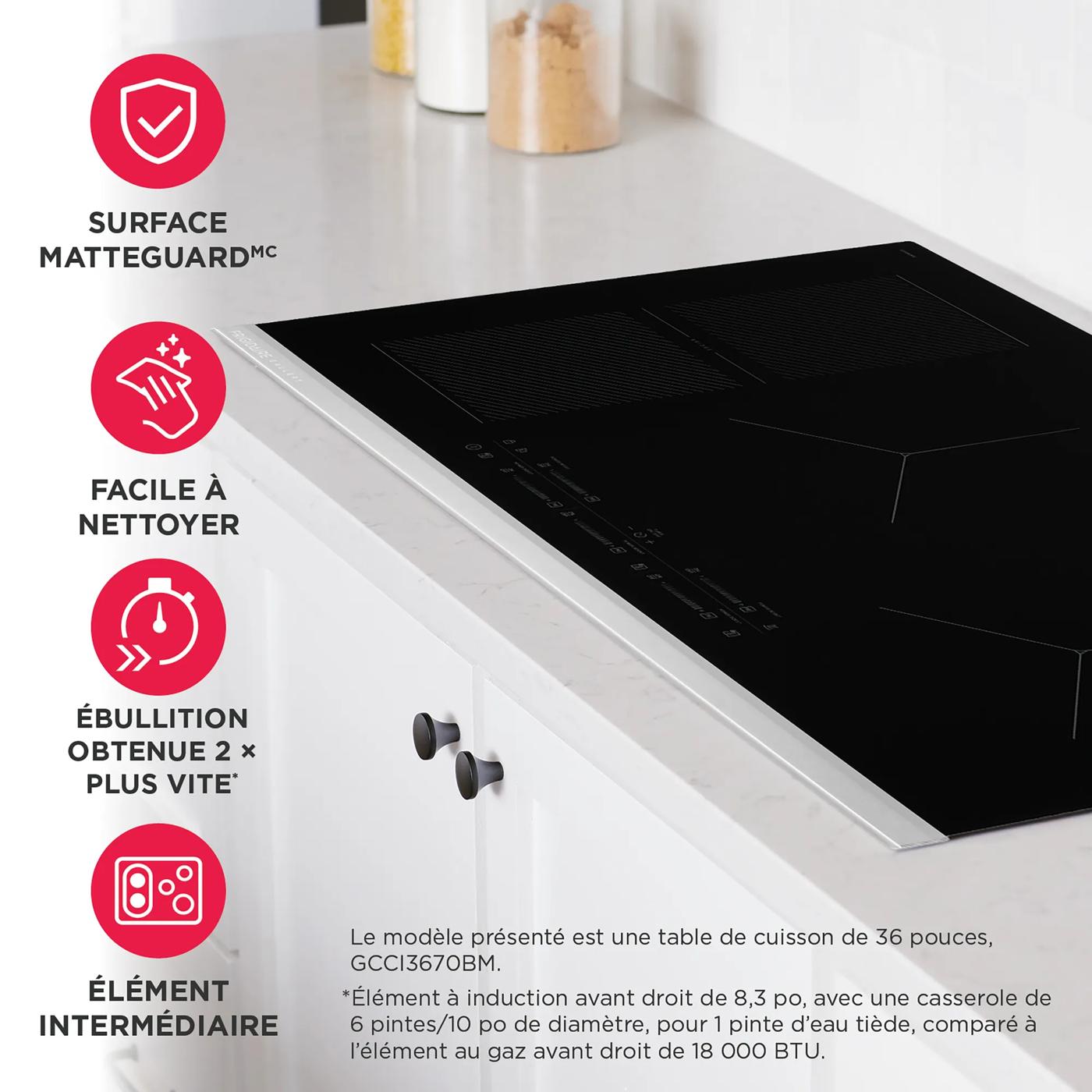 Surface de cuisson par induction de 36 po avec MatteGuard🅪  Acier inoxydable-GCCI3670BM