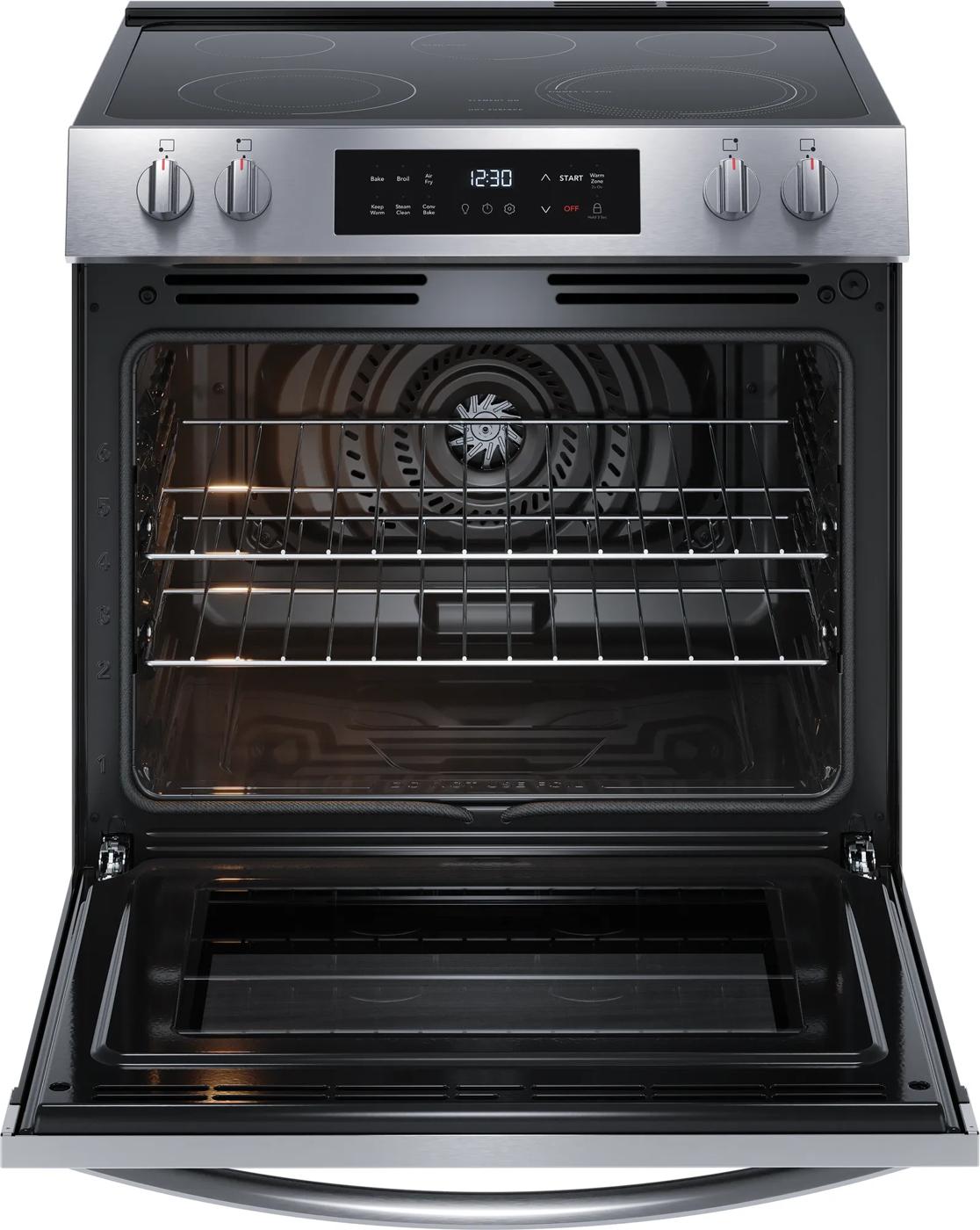 Cuisinière électrique 30 po avec commande frontale et friture à air chaud Acier inoxydable-FCFE308CBS