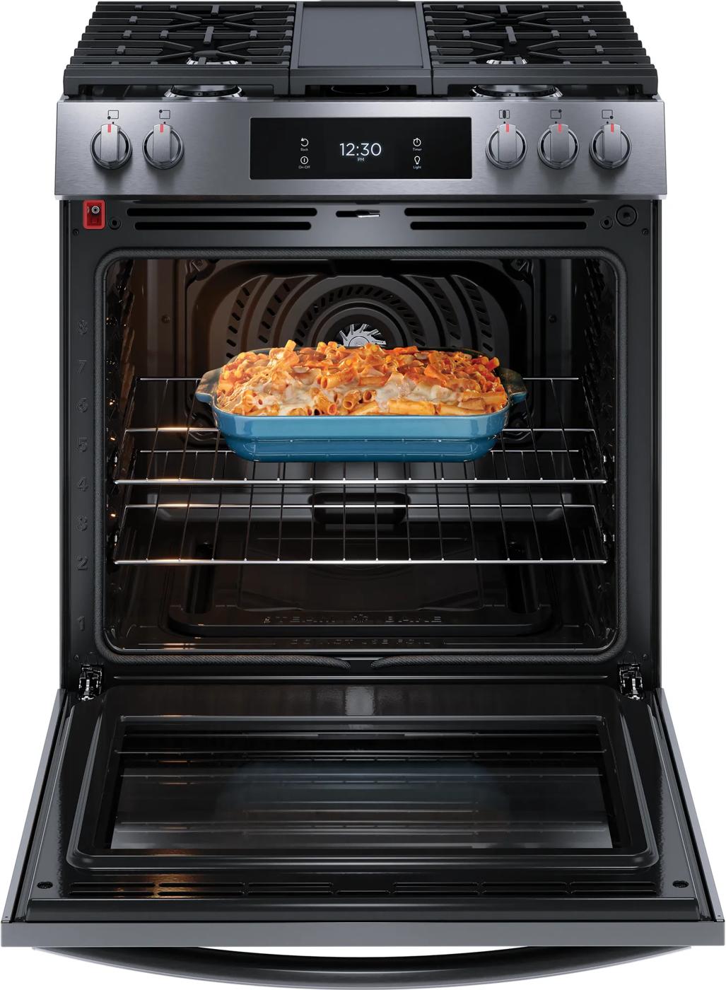 Cuisinière à gaz à commande frontale de 30 po avec convection totale Acier inoxydable noir-GCFG3060BD