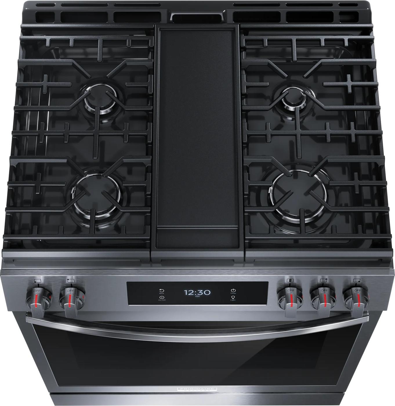 Cuisinière à gaz à commande frontale de 30 po avec convection totale Acier inoxydable noir-GCFG3060BD