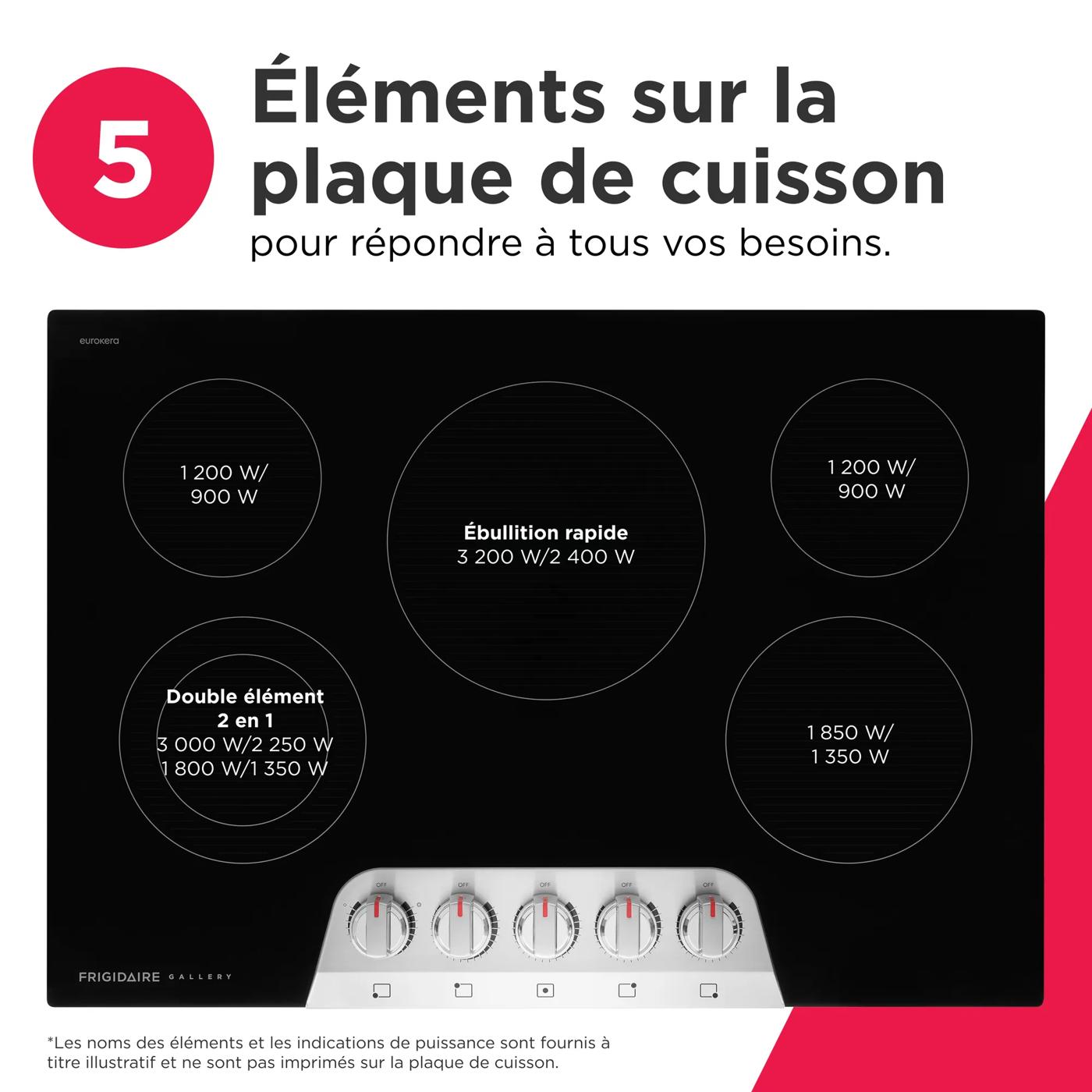 Surface de cuisson électrique de 30 po Acier inoxydable noir-GCCE3070BD