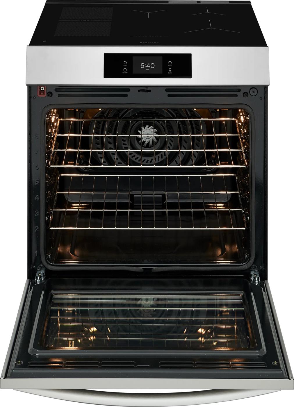 30" Front Control Induction Range with Stone-Baked Pizza Stainless Steel-GCFI307CBF