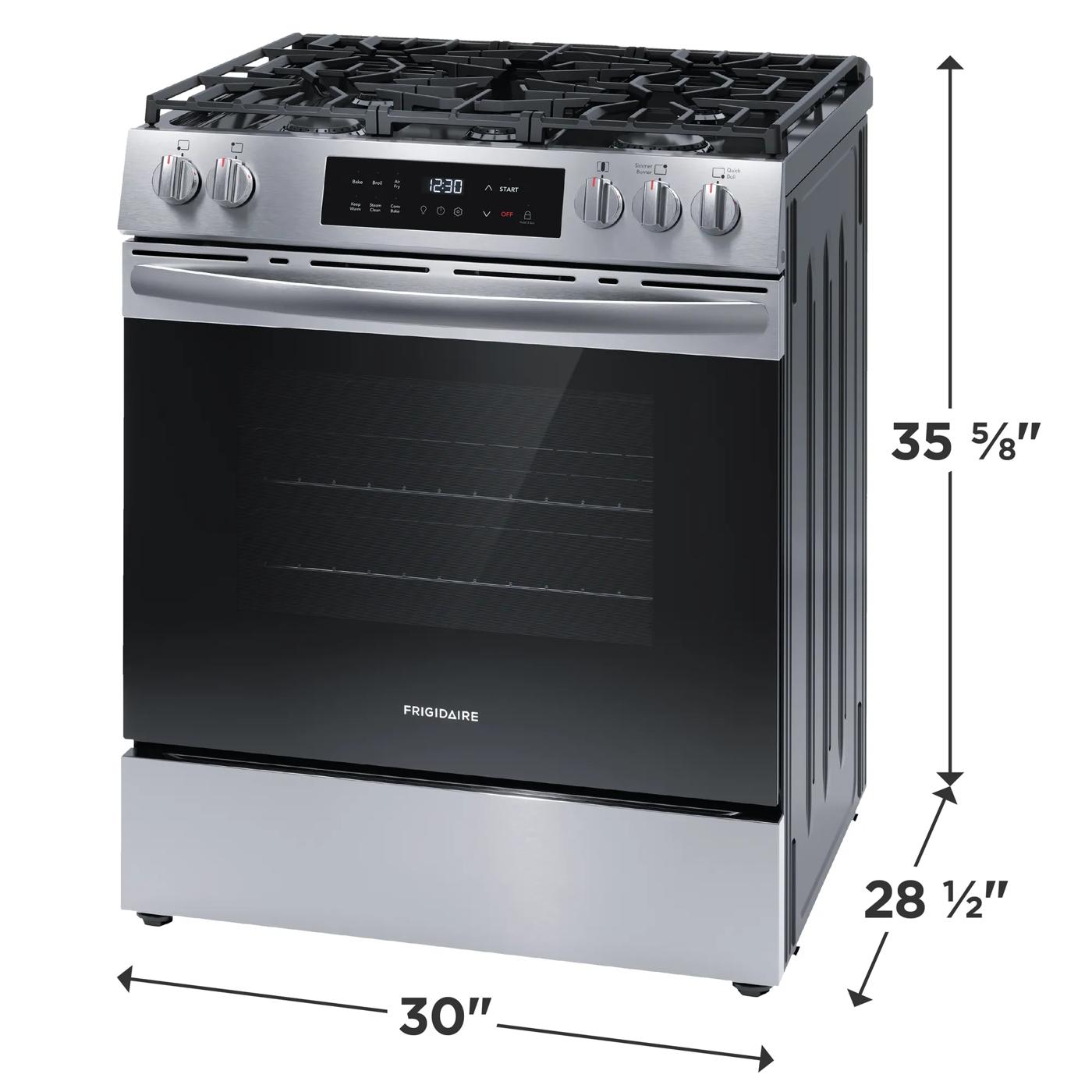 Cuisinière à gaz 30 po à commande frontale avec un système de friture à air chaud Acier inoxydable-FCFG3082BS