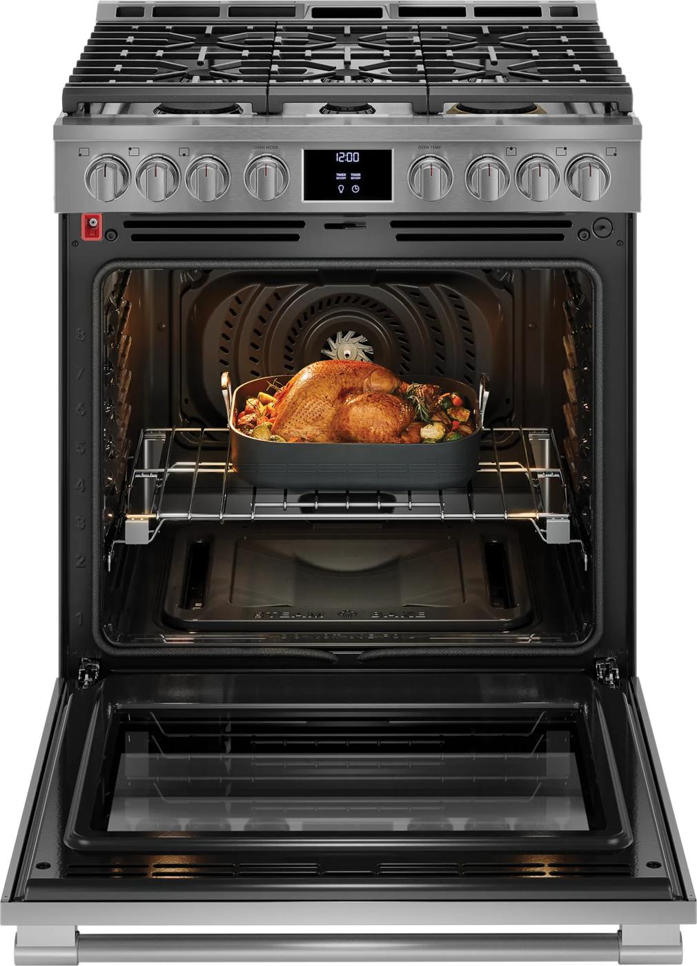 30" Gas Range with No Preheat and Air Fry Stainless Steel-PCFG3080AF