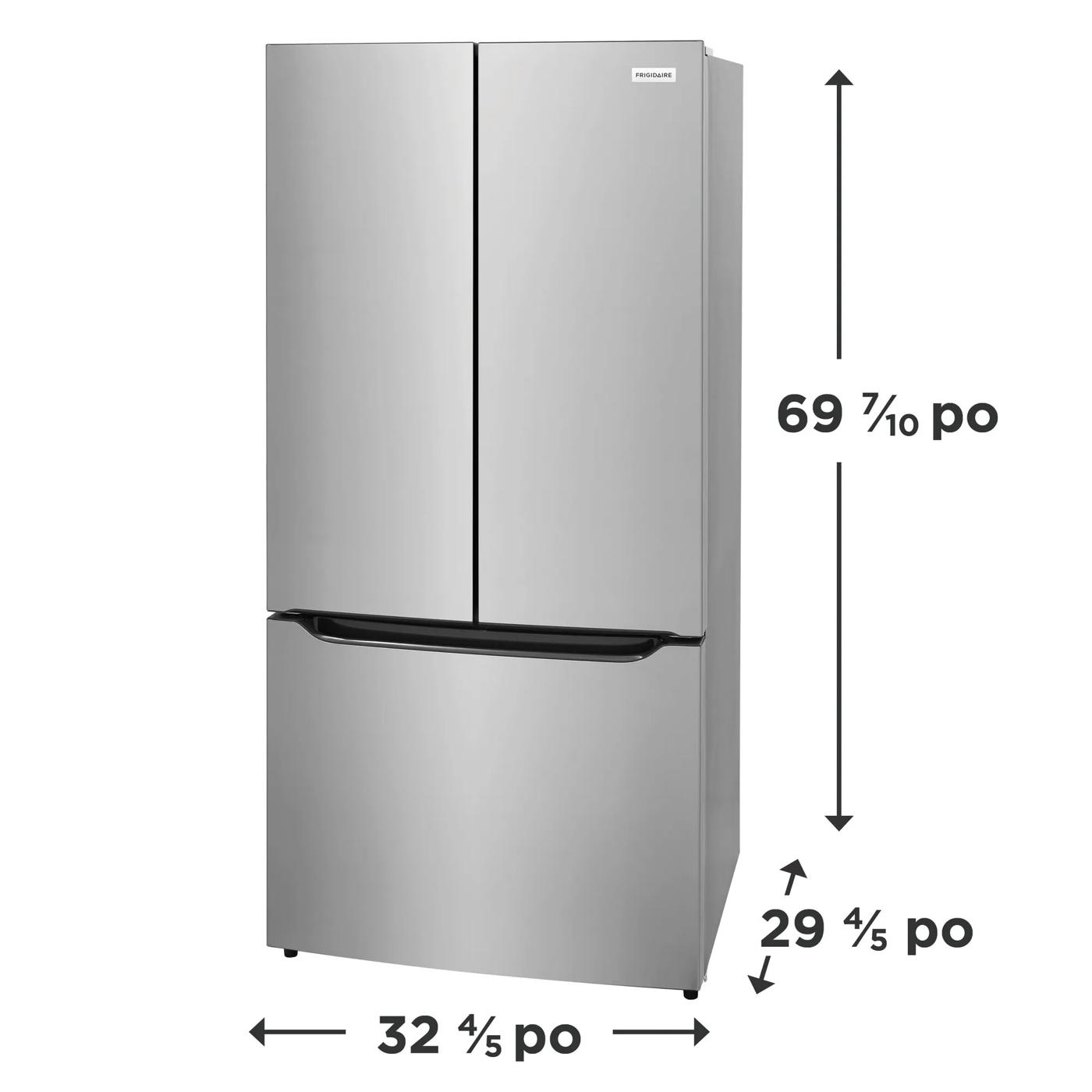 Réfrigérateur à porte française de 20 pi3 à profondeur de comptoir de Frigidaire Aspect inoxydable résistant aux traces de doigts-FRFG2033AV