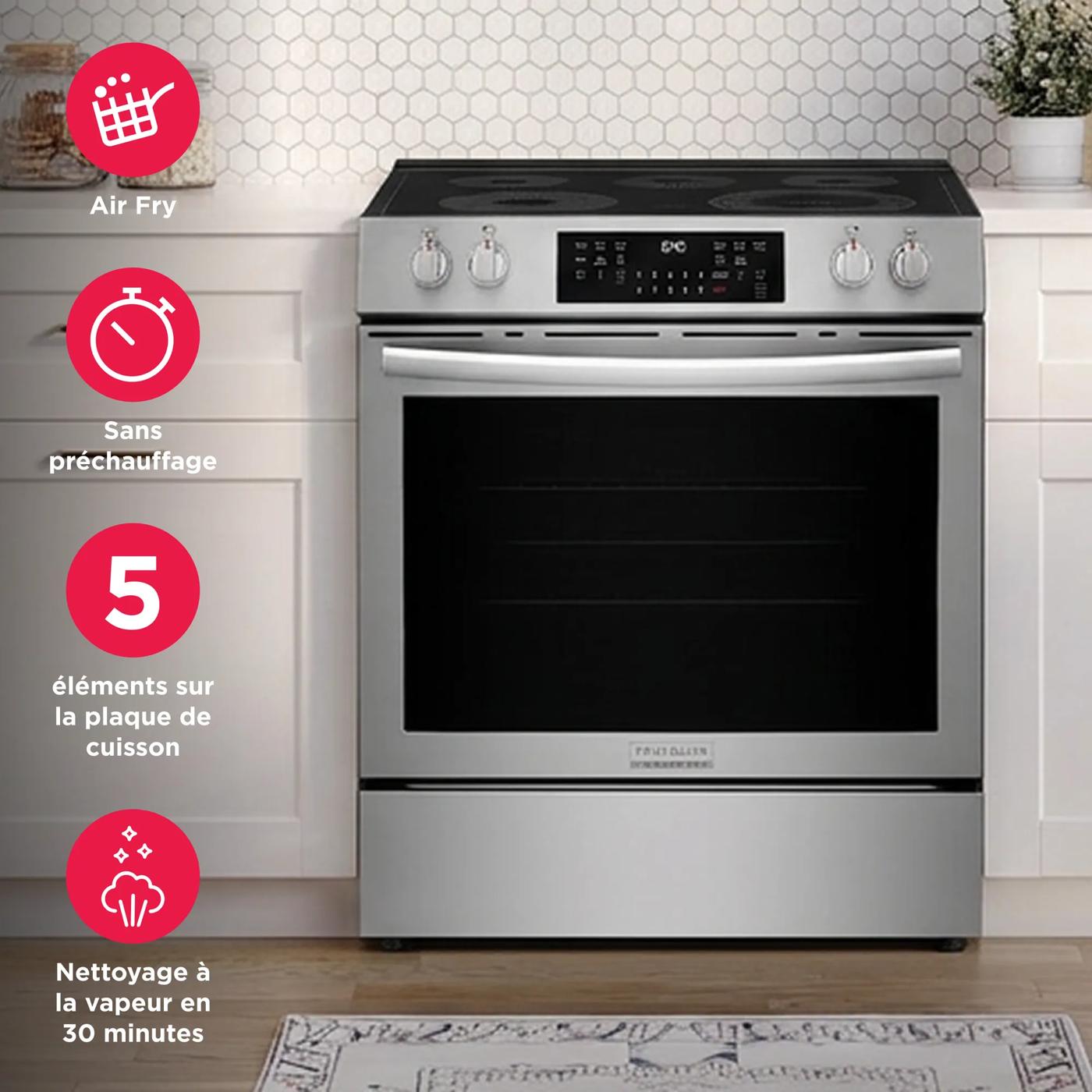 Cuisinière électrique à commande frontale de 30 po avec convection totale Acier inoxydable-GCFE305CBF