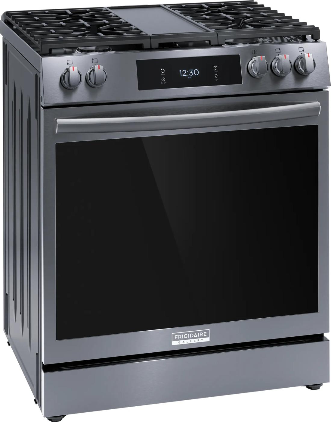 Cuisinière à gaz à commande frontale de 30 po avec convection totale Acier inoxydable noir-GCFG3060BD