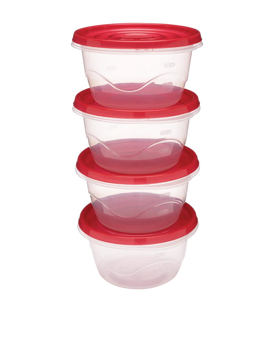Emballage de 4 contenants de rangement ronds en plastique de 25,7 oz Transparent-FGD43336