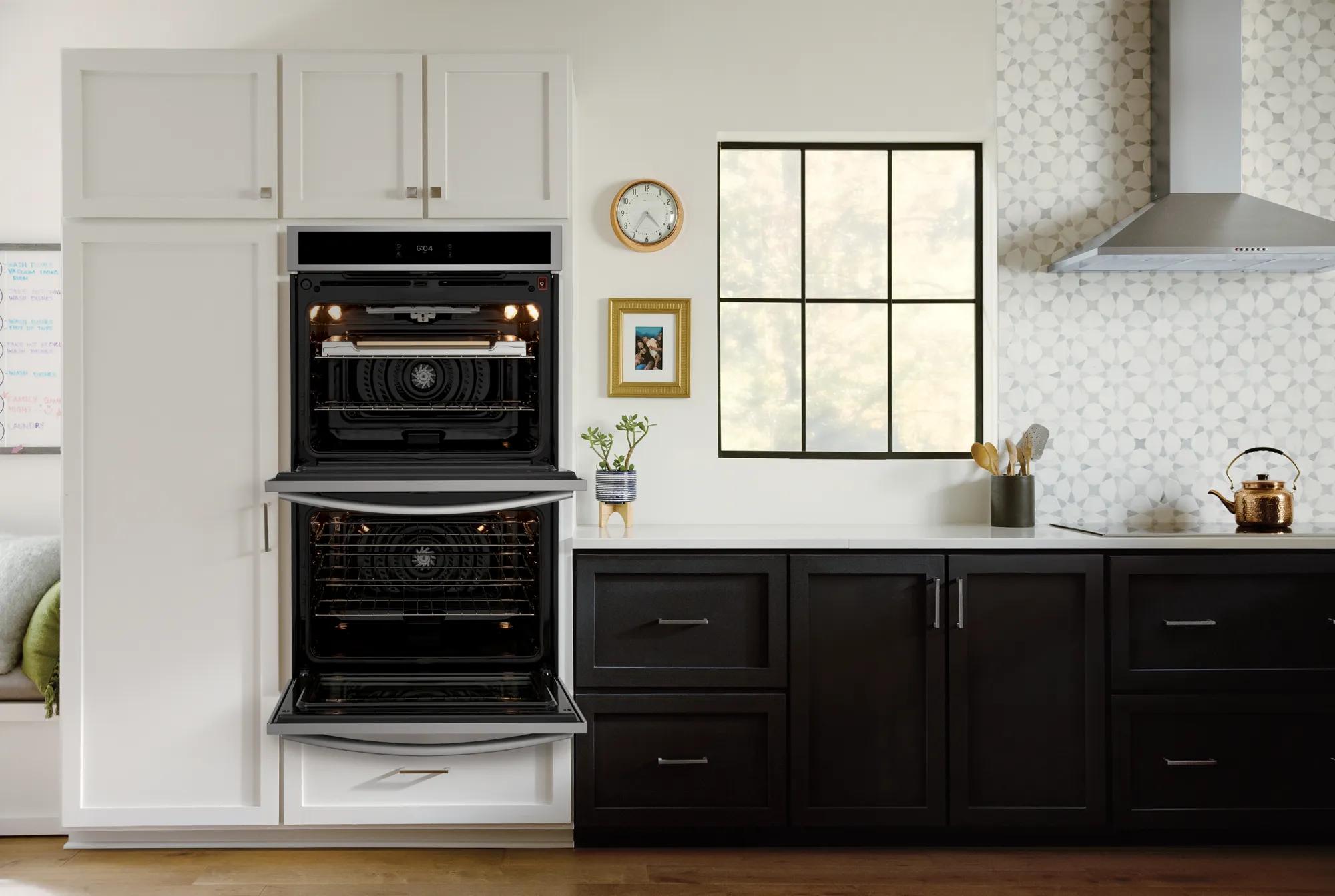 Four électrique mural double de 30 pouces avec pizza cuite sur pierre Acier inoxydable-GCWD3070AF