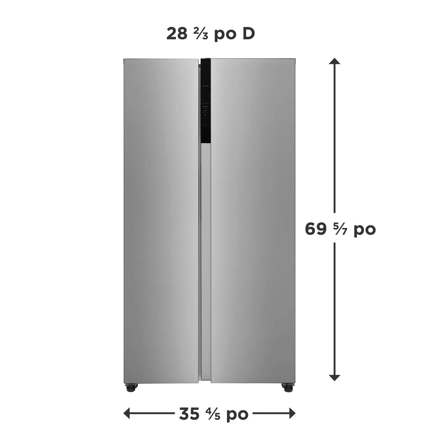 Réfrigérateur 21,4 pi cu  côte à côte de 36 po avec profondeur de comptoir Aspect inoxydable résistant aux traces de doigts-FRSG2115AV
