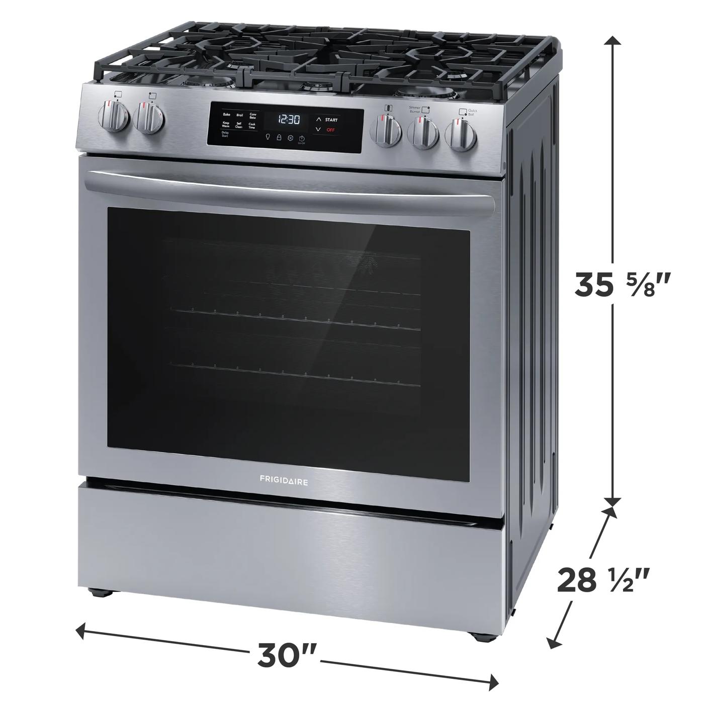 30" Front Control Gas Range with Convection Bake Stainless Steel-FCFG3083AS