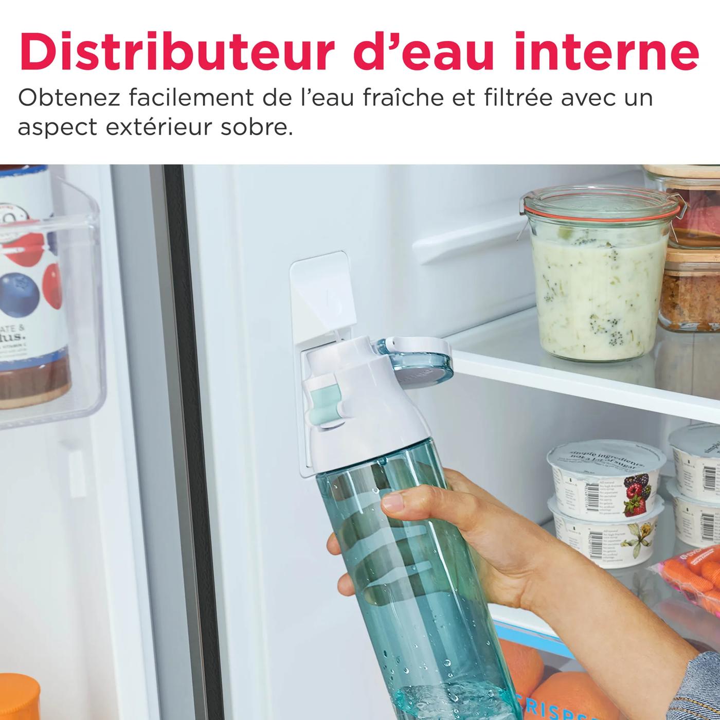 Réfrigérateur à porte française de 20 pi3 à profondeur de comptoir de Frigidaire Aspect inoxydable résistant aux traces de doigts-FRFG2033AV