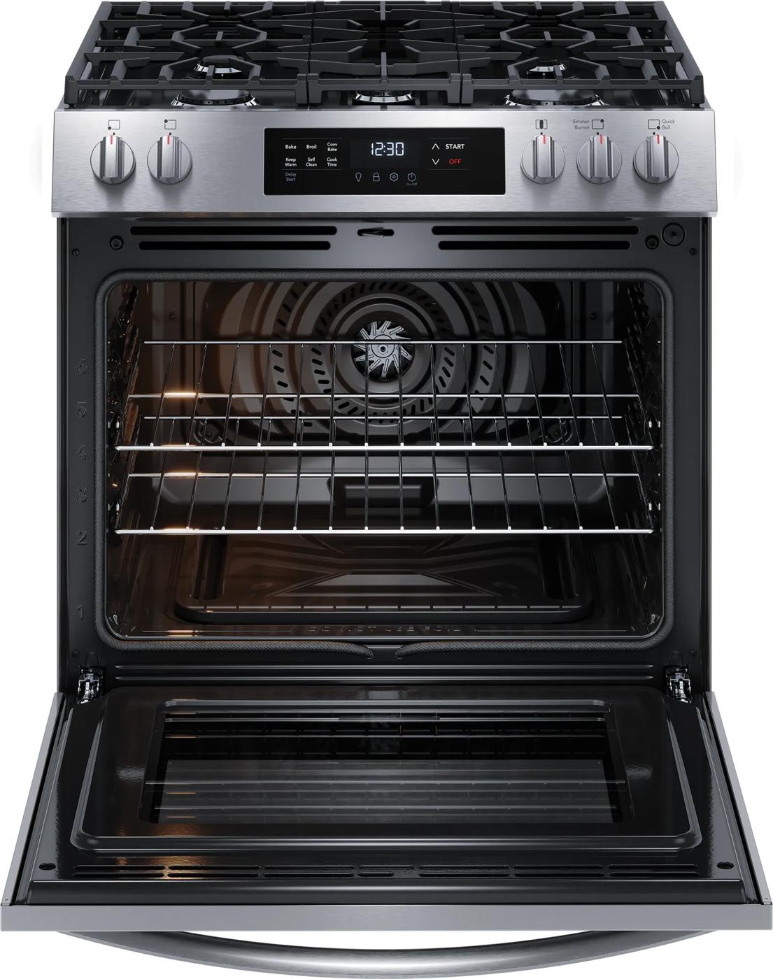 30" Front Control Gas Range with Convection Bake Stainless Steel-FCFG3083AS