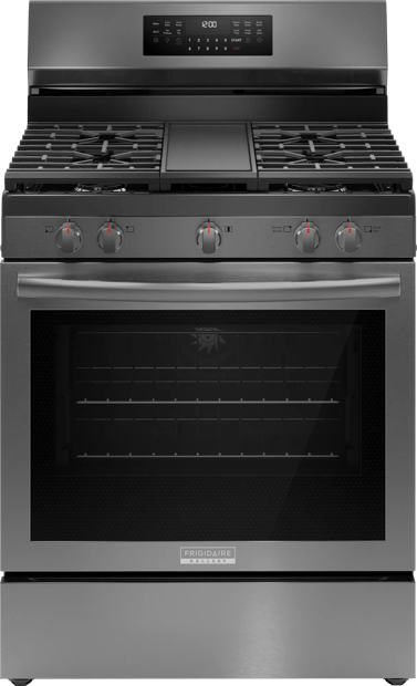 Cuisinière à gaz à commande arrière de 30 po avec convection totale Acier inoxydable noir-GCRG3060BD