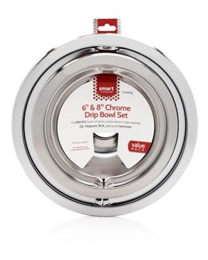 6" and 8" Chrome Drip Bowl Set, Fits Specific