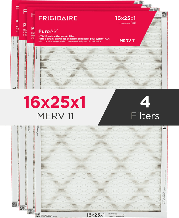 PureAir®  16" x 25" x 1" MERV 11 Premium Allergen Air Filter -  4 Pack