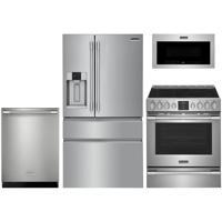 4 Piece Stainless Steel Professional Package with Counter-Depth French Door Refrigerator and Electric Range