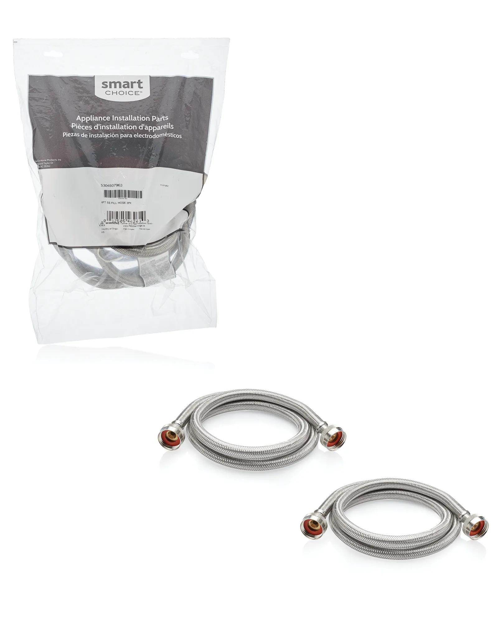 2 Each 4' Stainless Steel Fill Hose Kit for Washers