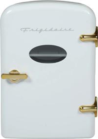 9-Can Retro Mini Fridge Cooler - White and Gold