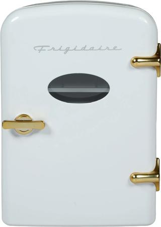 9-Can Retro Mini Fridge Cooler - White and Gold