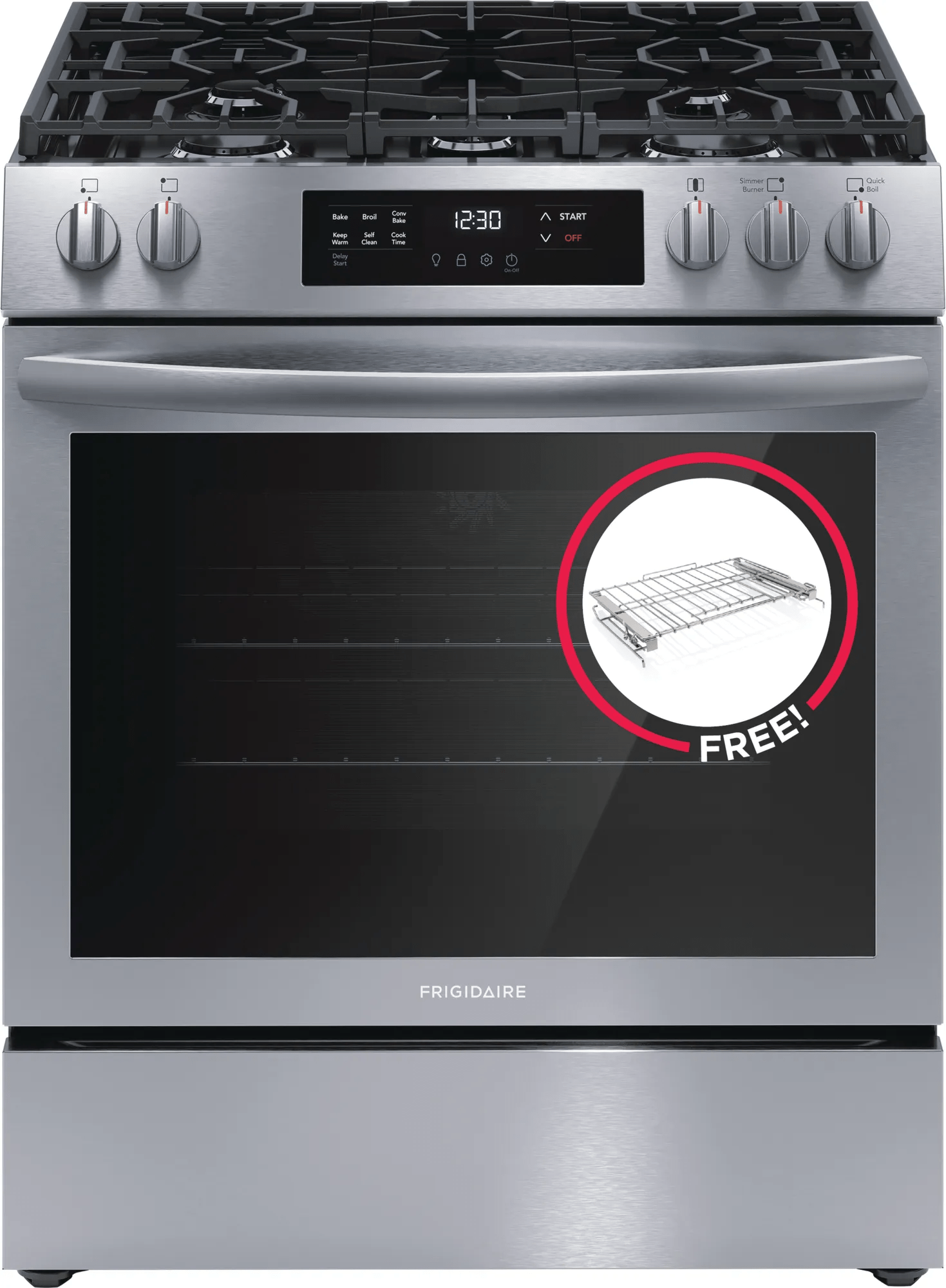30" Front Control Gas Range, Includes Free Glide Rack