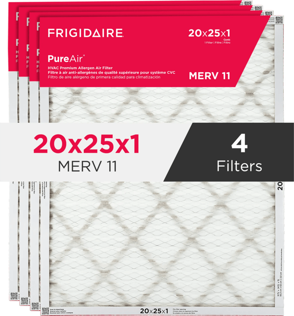 PureAir®  20" x 25" x 1" MERV 11 Premium Allergen Air Filter - 4 Pack - HVAC2025114