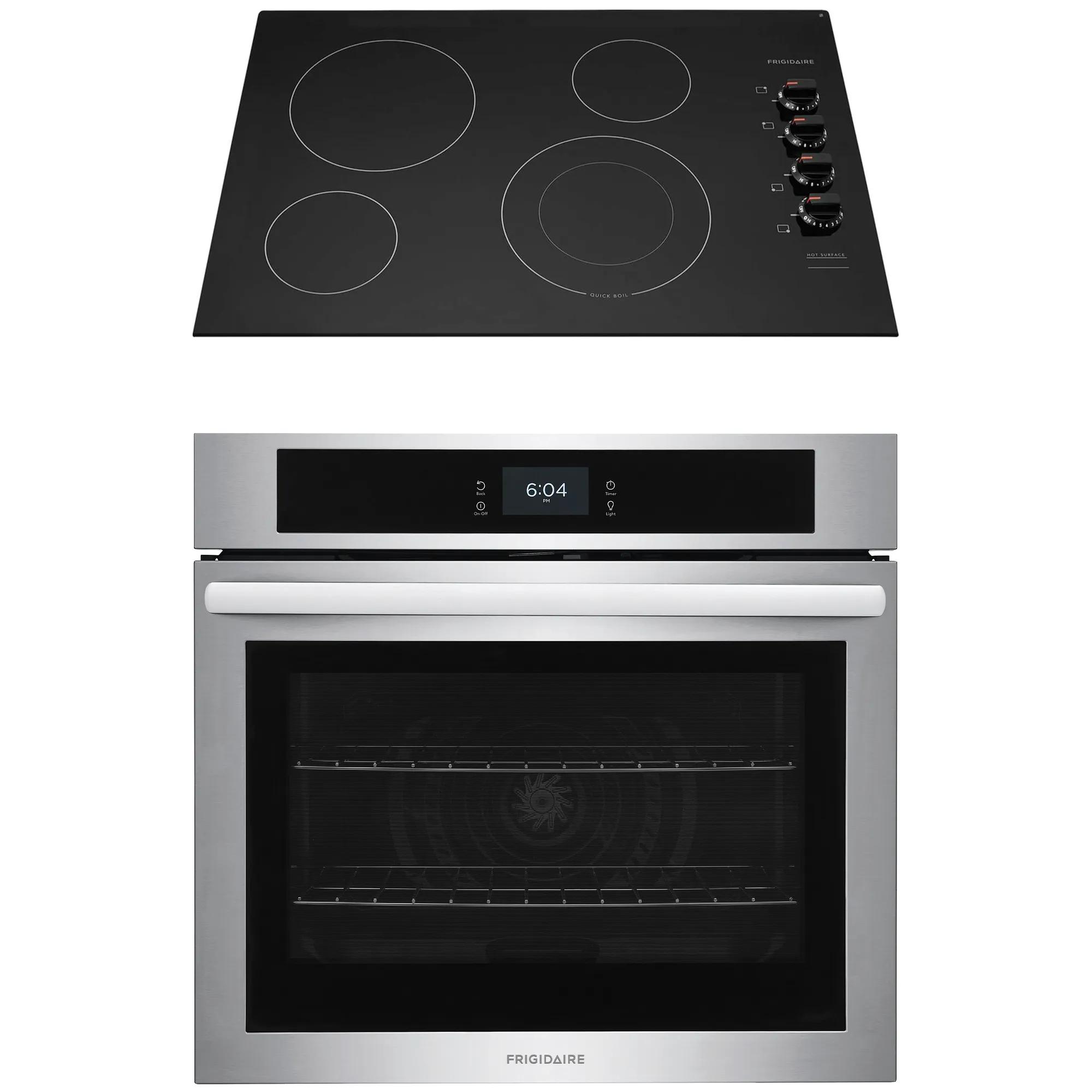 2 Piece Stainless Steel Package with 30” Single Electric Wall Oven and 30” Electric Cooktop