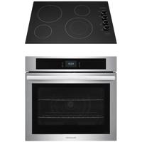 2 Piece Stainless Steel Package with 30” Single Electric Wall Oven and 30” Electric Cooktop