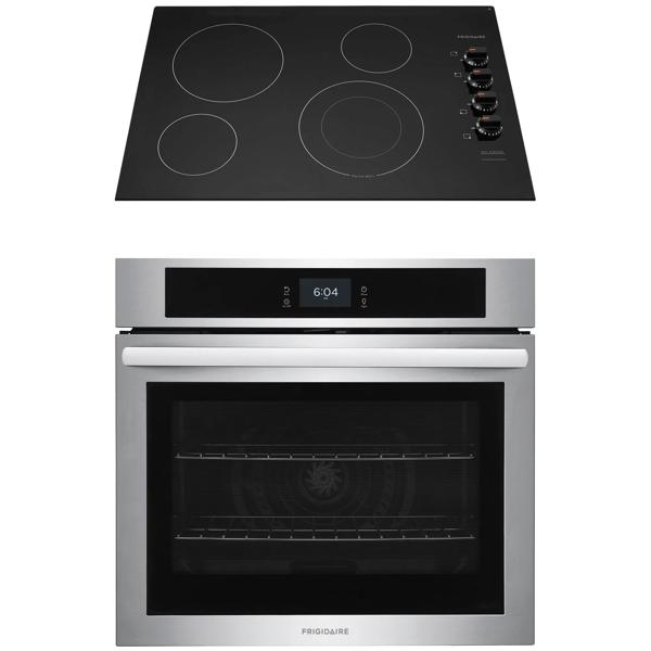 2 Piece Stainless Steel Package with 30” Single Electric Wall Oven and 30” Electric Cooktop