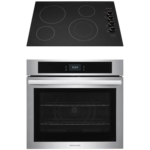 2 Piece Stainless Steel Package with 30” Single Electric Wall Oven and 30” Electric Cooktop - 2410FBI2AS